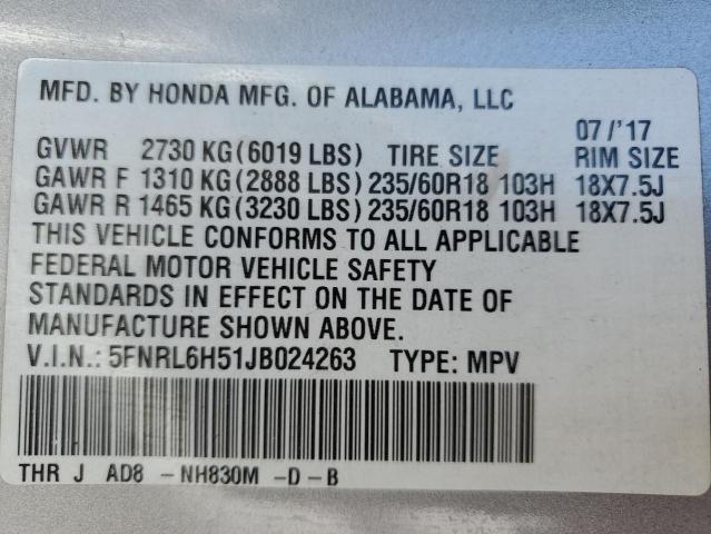 Photo 11 VIN: 5FNRL6H51JB024263 - HONDA ODYSSEY EX 