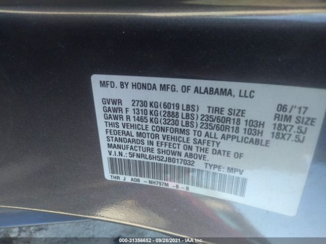 Photo 8 VIN: 5FNRL6H52JB017032 - HONDA ODYSSEY 