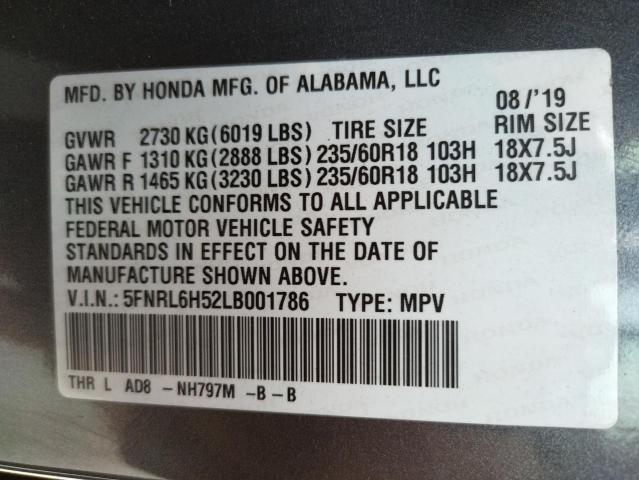 Photo 9 VIN: 5FNRL6H52LB001786 - HONDA ODYSSEY EX 