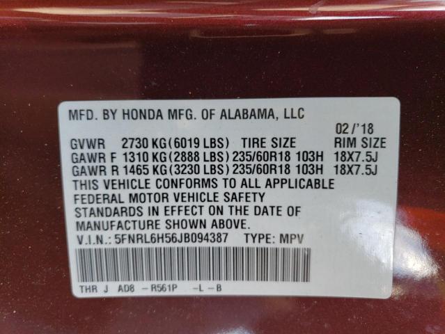 Photo 13 VIN: 5FNRL6H56JB094387 - HONDA ODYSSEY EX 