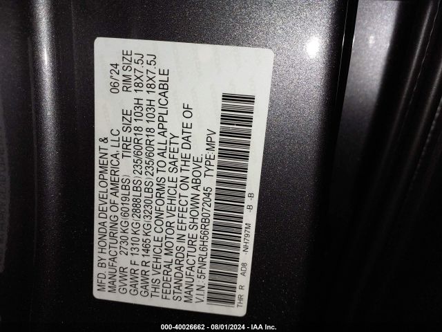 Photo 8 VIN: 5FNRL6H56RB072045 - HONDA ODYSSEY 