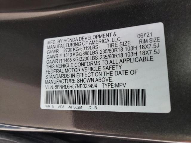 Photo 9 VIN: 5FNRL6H57NB023494 - HONDA ODYSSEY EX 