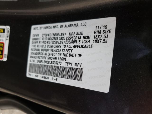 Photo 9 VIN: 5FNRL6H58LB030273 - HONDA ODYSSEY EX 