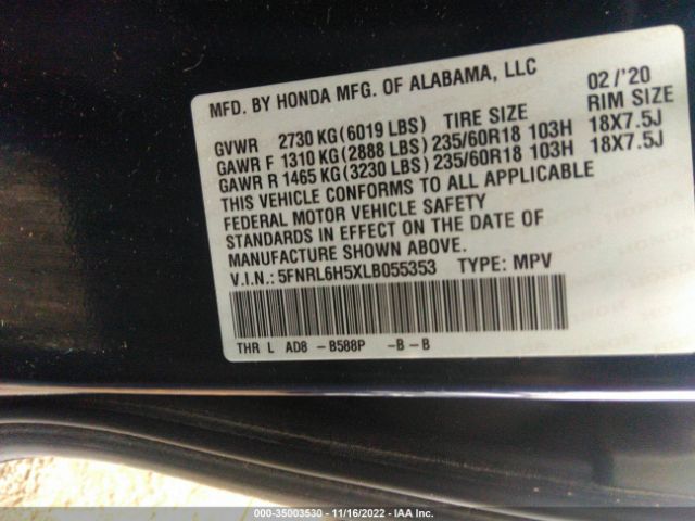 Photo 8 VIN: 5FNRL6H5XLB055353 - HONDA ODYSSEY 