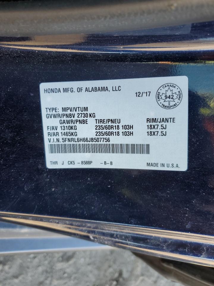 Photo 12 VIN: 5FNRL6H66JB507756 - HONDA ODYSSEY 