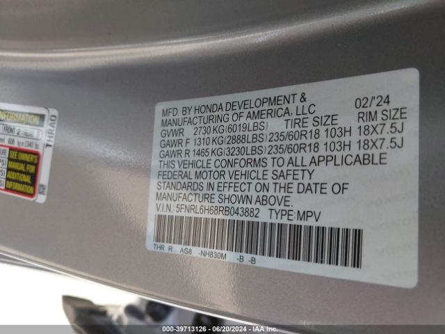 Photo 8 VIN: 5FNRL6H68RB043882 - HONDA ODYSSEY 