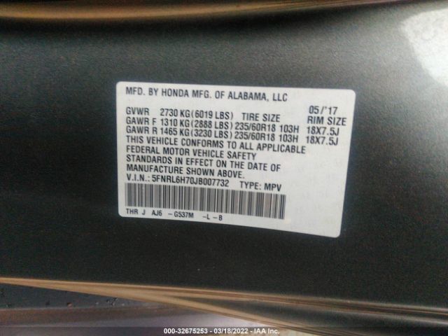 Photo 8 VIN: 5FNRL6H70JB007732 - HONDA ODYSSEY 