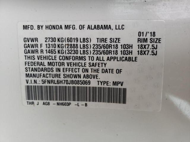 Photo 9 VIN: 5FNRL6H70JB085069 - HONDA ODYSSEY EX 