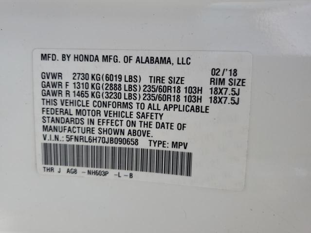 Photo 12 VIN: 5FNRL6H70JB090658 - HONDA ODYSSEY EX 