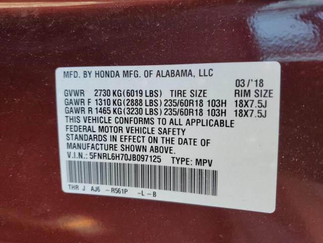 Photo 12 VIN: 5FNRL6H70JB097125 - HONDA ODYSSEY EX 