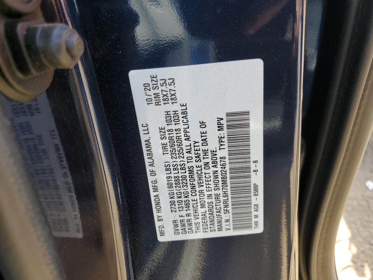 Photo 13 VIN: 5FNRL6H70MB024678 - HONDA ODYSSEY 