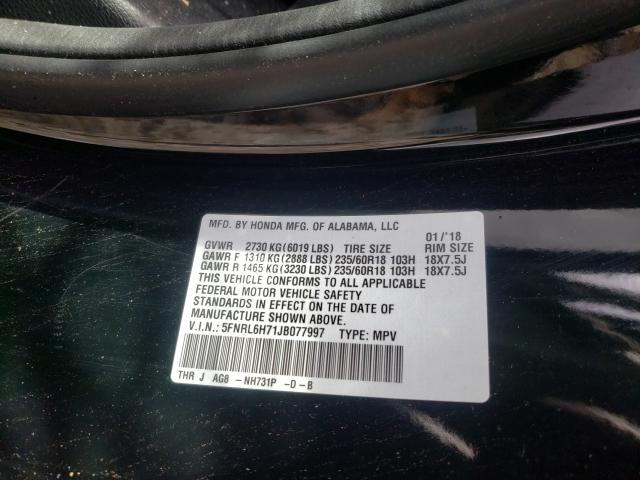 Photo 9 VIN: 5FNRL6H71JB077997 - HONDA ODYSSEY EX 