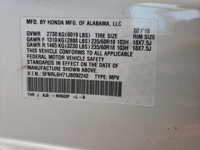 Photo 12 VIN: 5FNRL6H71JB092242 - HONDA ODYSSEY EX 