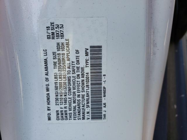 Photo 9 VIN: 5FNRL6H71JB103014 - HONDA ODYSSEY EX 