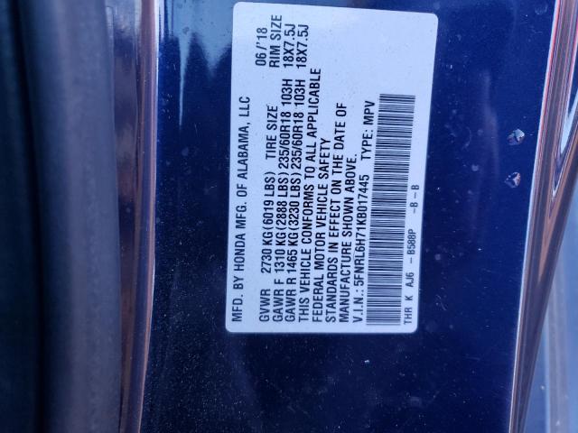 Photo 12 VIN: 5FNRL6H71KB017445 - HONDA ODYSSEY EX 