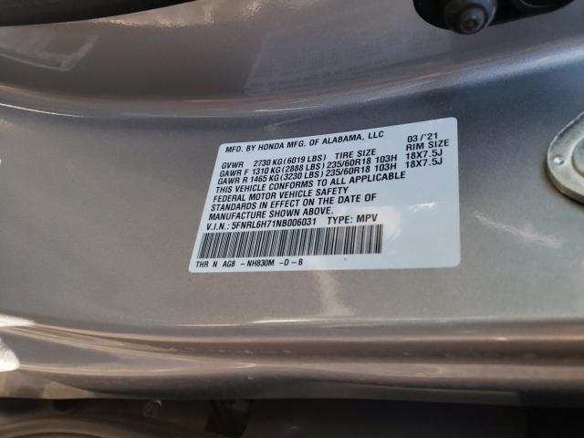 Photo 9 VIN: 5FNRL6H71NB006031 - HONDA ODYSSEY EX 