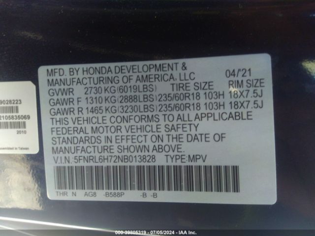 Photo 8 VIN: 5FNRL6H72NB013828 - HONDA ODYSSEY 