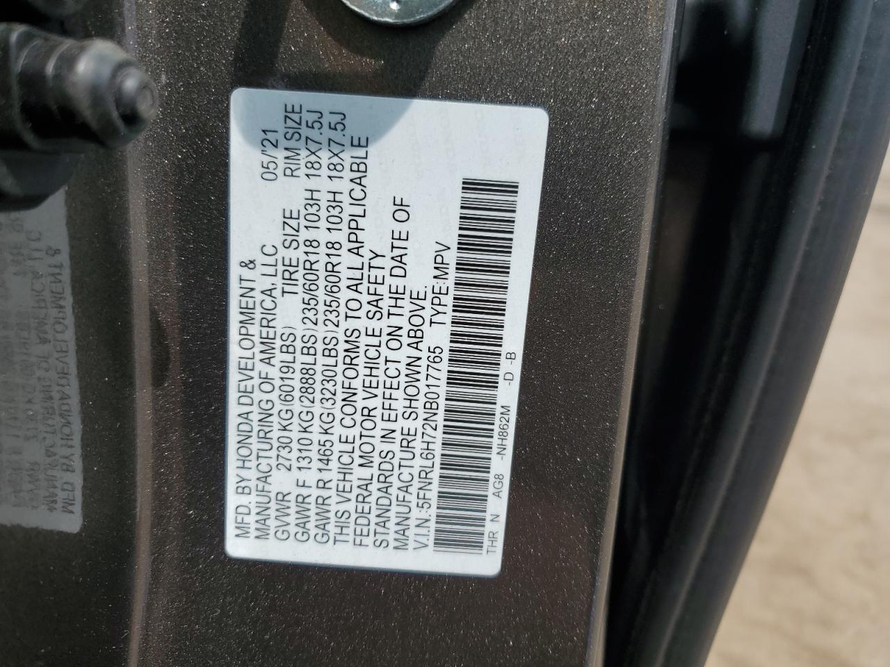 Photo 13 VIN: 5FNRL6H72NB017765 - HONDA ODYSSEY 