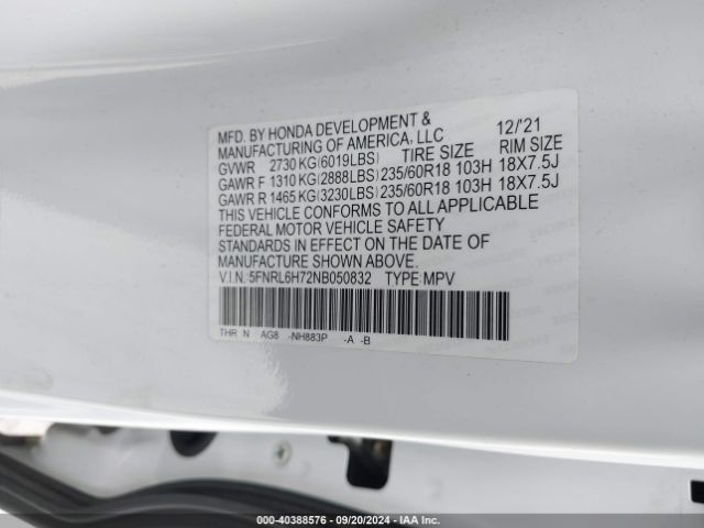 Photo 8 VIN: 5FNRL6H72NB050832 - HONDA ODYSSEY 