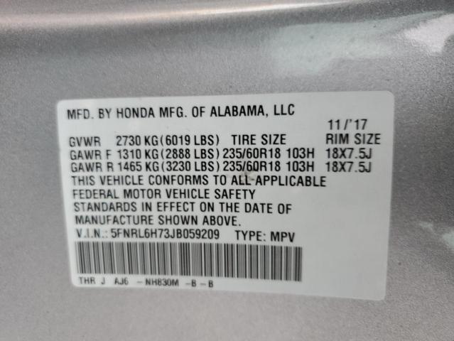 Photo 12 VIN: 5FNRL6H73JB059209 - HONDA ODYSSEY EX 