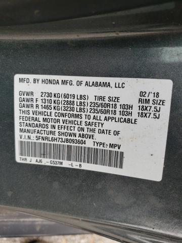 Photo 9 VIN: 5FNRL6H73JB093604 - HONDA ODYSSEY EX 