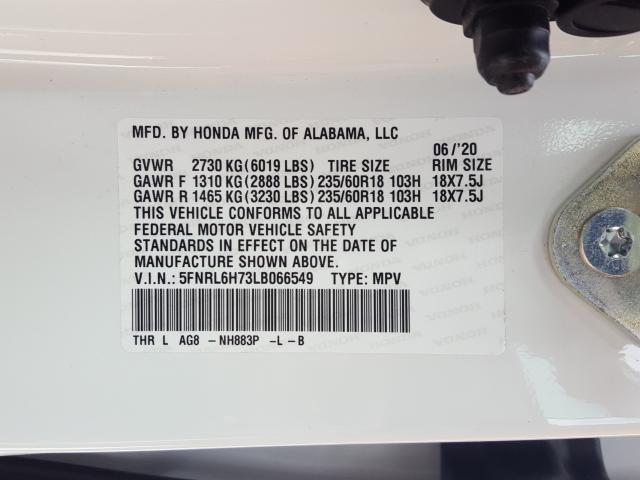 Photo 9 VIN: 5FNRL6H73LB066549 - HONDA ODYSSEY EX 