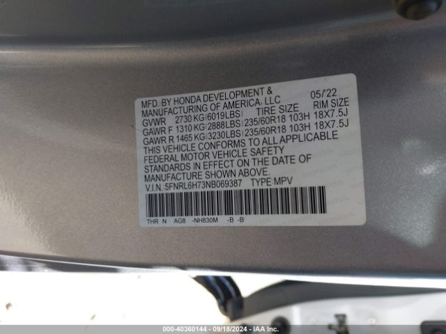 Photo 8 VIN: 5FNRL6H73NB069387 - HONDA ODYSSEY 