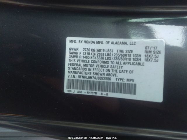 Photo 8 VIN: 5FNRL6H74JB022556 - HONDA ODYSSEY 