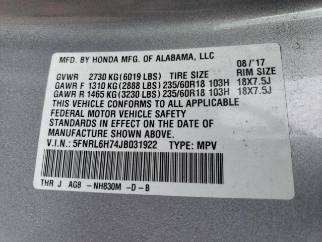 Photo 12 VIN: 5FNRL6H74JB031922 - HONDA ODYSSEY EX 