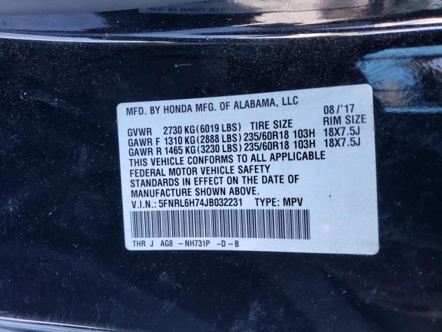 Photo 9 VIN: 5FNRL6H74JB032231 - HONDA ODYSSEY EX 