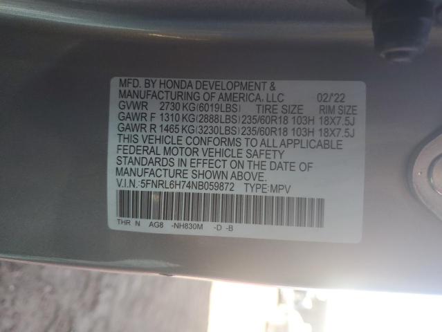 Photo 12 VIN: 5FNRL6H74NB059872 - HONDA ODYSSEY EX 