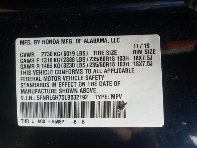 Photo 9 VIN: 5FNRL6H75LB032192 - HONDA ODYSSEY EX 