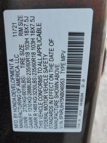 Photo 9 VIN: 5FNRL6H75NB046953 - HONDA ODYSSEY EX 