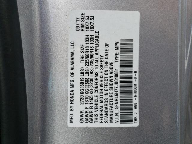 Photo 12 VIN: 5FNRL6H77JB040081 - HONDA ODYSSEY EX 