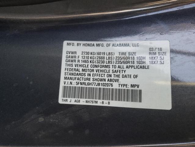 Photo 9 VIN: 5FNRL6H77JB102076 - HONDA ODYSSEY EX 