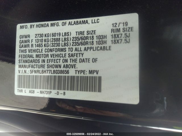 Photo 8 VIN: 5FNRL6H77LB038656 - HONDA ODYSSEY 