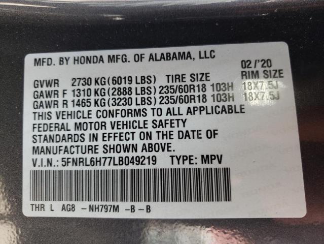 Photo 9 VIN: 5FNRL6H77LB049219 - HONDA ODYSSEY EX 