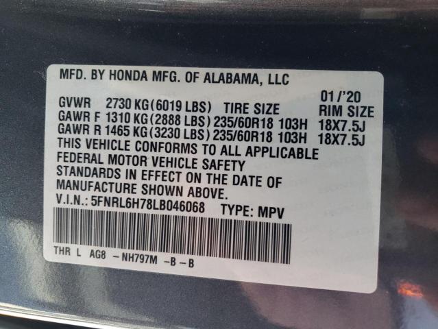 Photo 12 VIN: 5FNRL6H78LB046068 - HONDA ODYSSEY EX 