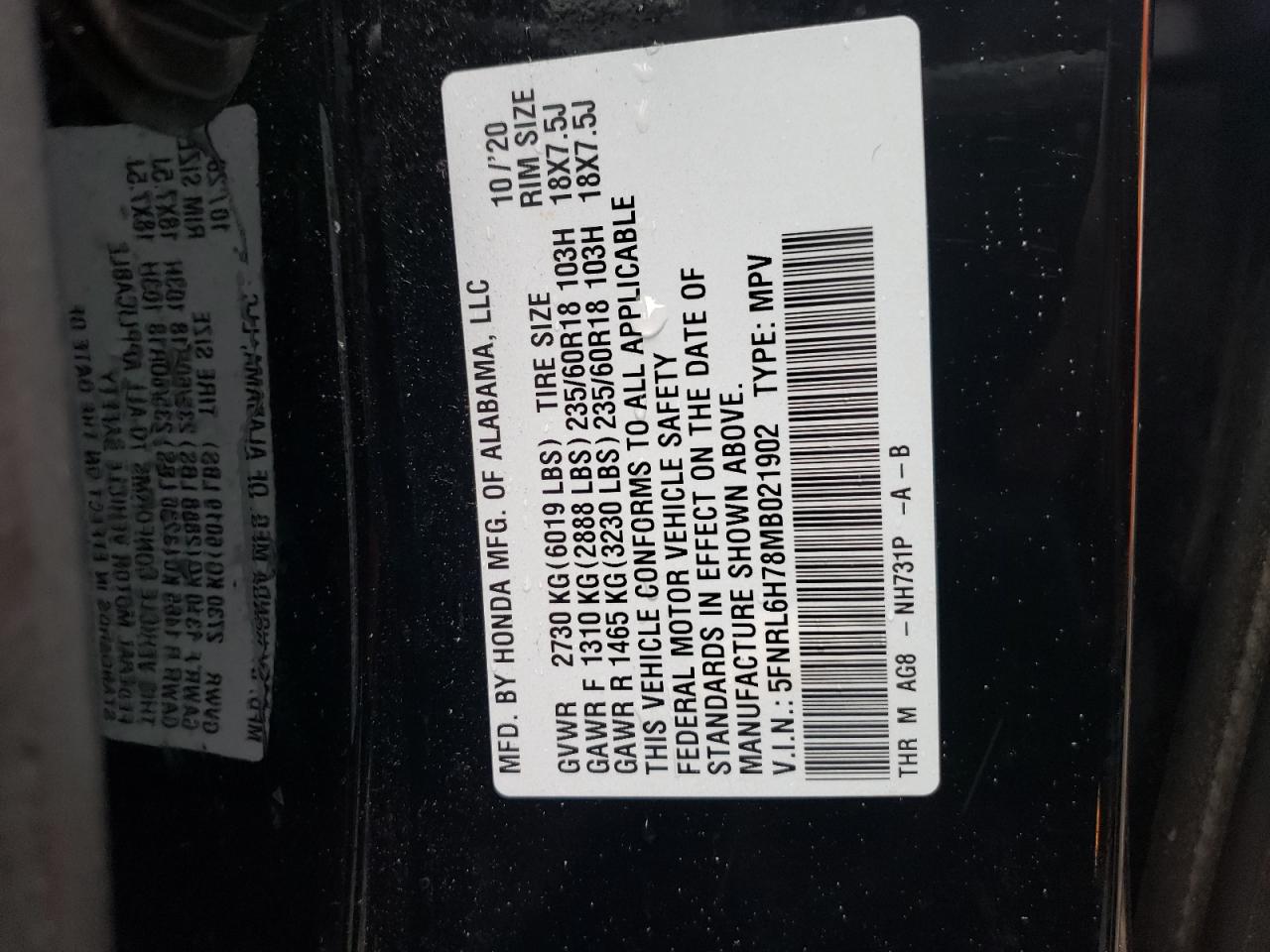 Photo 12 VIN: 5FNRL6H78MB021902 - HONDA ODYSSEY 