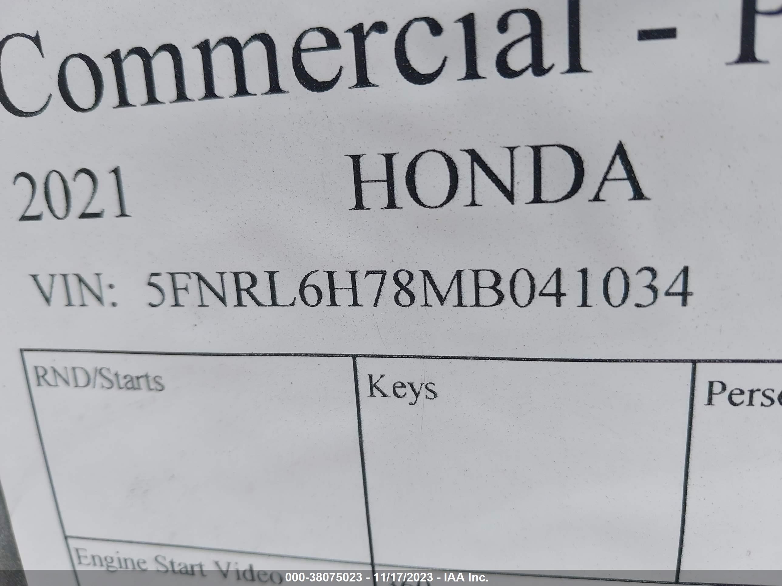 Photo 8 VIN: 5FNRL6H78MB041034 - HONDA ODYSSEY 