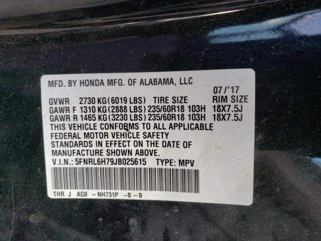 Photo 13 VIN: 5FNRL6H79JB025615 - HONDA ODYSSEY EX 