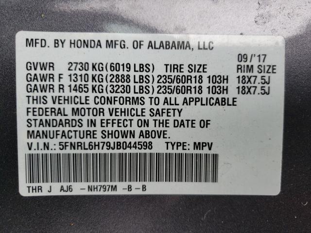 Photo 9 VIN: 5FNRL6H79JB044598 - HONDA ODYSSEY EX 