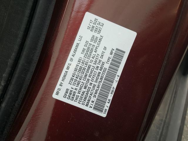 Photo 9 VIN: 5FNRL6H79JB072353 - HONDA ODYSSEY EX 