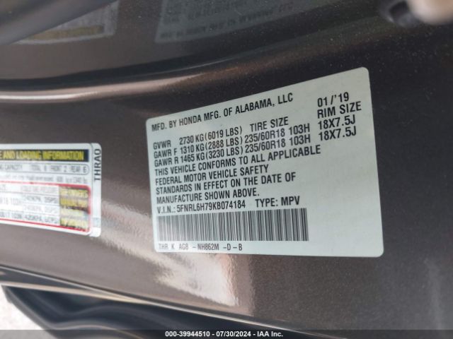 Photo 8 VIN: 5FNRL6H79KB074184 - HONDA ODYSSEY 