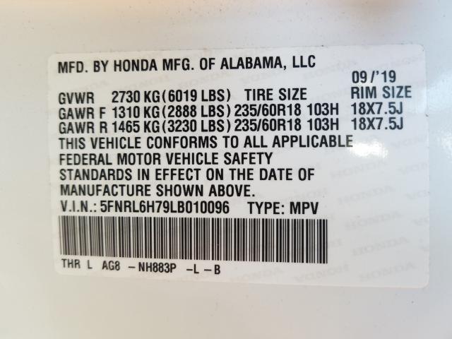 Photo 9 VIN: 5FNRL6H79LB010096 - HONDA ODYSSEY EX 