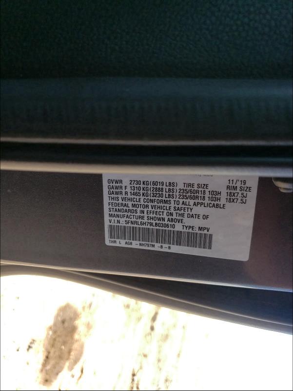 Photo 9 VIN: 5FNRL6H79LB030610 - HONDA ODYSSEY EX 