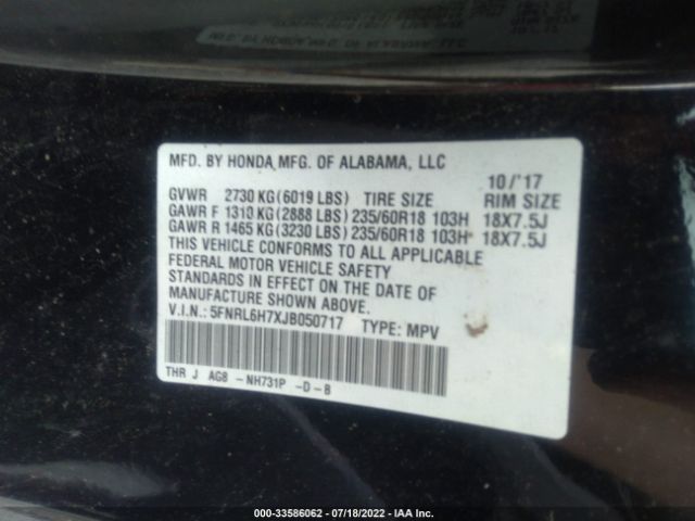 Photo 8 VIN: 5FNRL6H7XJB050717 - HONDA ODYSSEY 