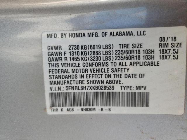 Photo 9 VIN: 5FNRL6H7XKB028539 - HONDA ODYSSEY EX 