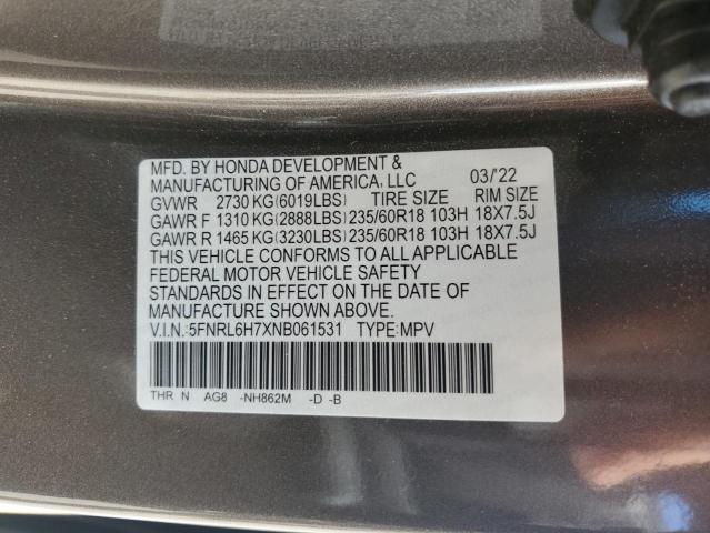 Photo 12 VIN: 5FNRL6H7XNB061531 - HONDA ODYSSEY EX 