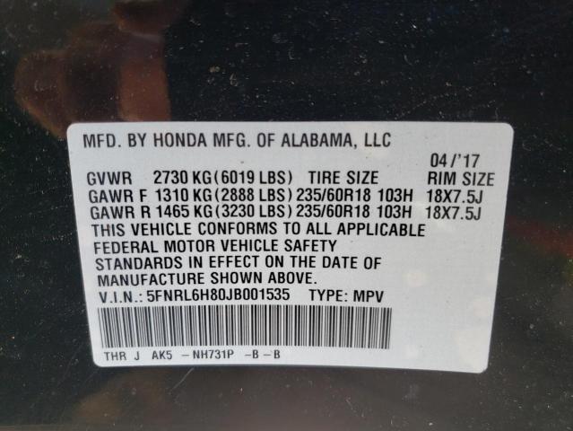 Photo 12 VIN: 5FNRL6H80JB001535 - HONDA ODYSSEY TO 